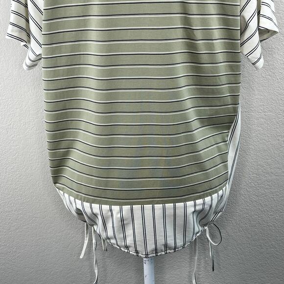 Suzanne Betro Weekend Green Stripe Short Sleeve Oversized Tunic Top Small NWT - Picture 11 of 14